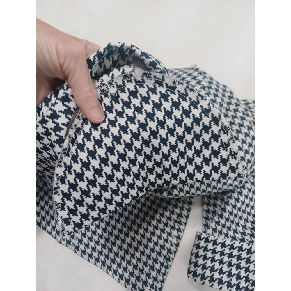 Dressbarn VTG Women's Blk Wht Houndstooth Check Blazer Sz L 3/4 Sleeve USA*READ